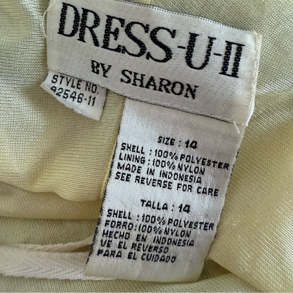 Y2K Abstract Print Asymmetrical Fairy Dress Ruffled Whimsical Green Yellow - Picture 6 of 8